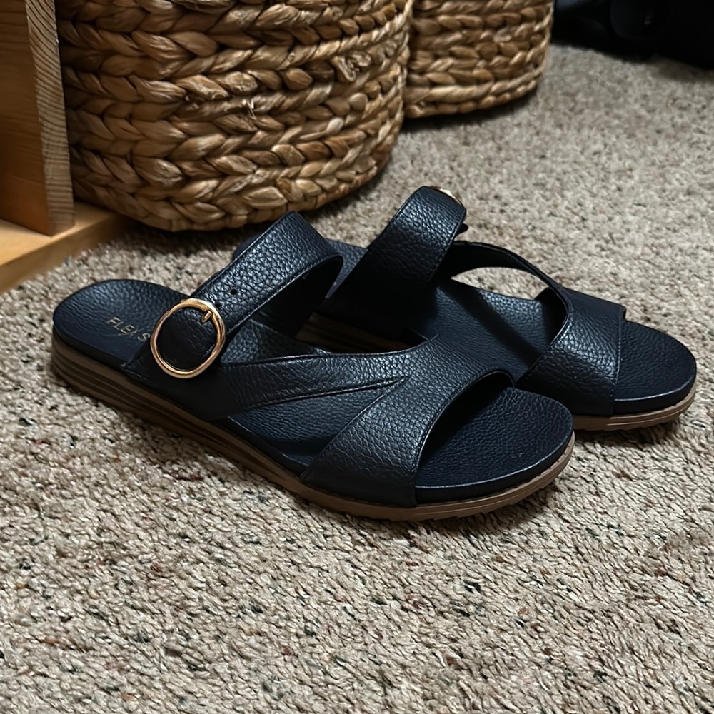 Zara Black and Gold Sandals with Chic Design